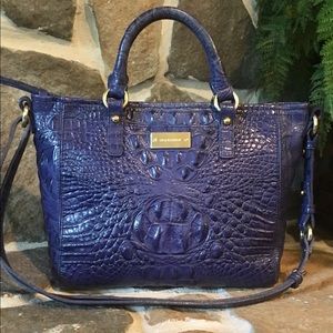 Brahmin Lapis Croc Leather Arno Crossbody Satchel